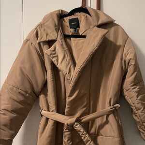 Tan Puffer Coat with Belt